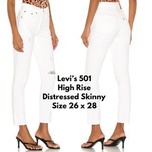 Levis 501 High Rise Women's Size 26 White Skinny Jeans 100% Premium Cotton NWT